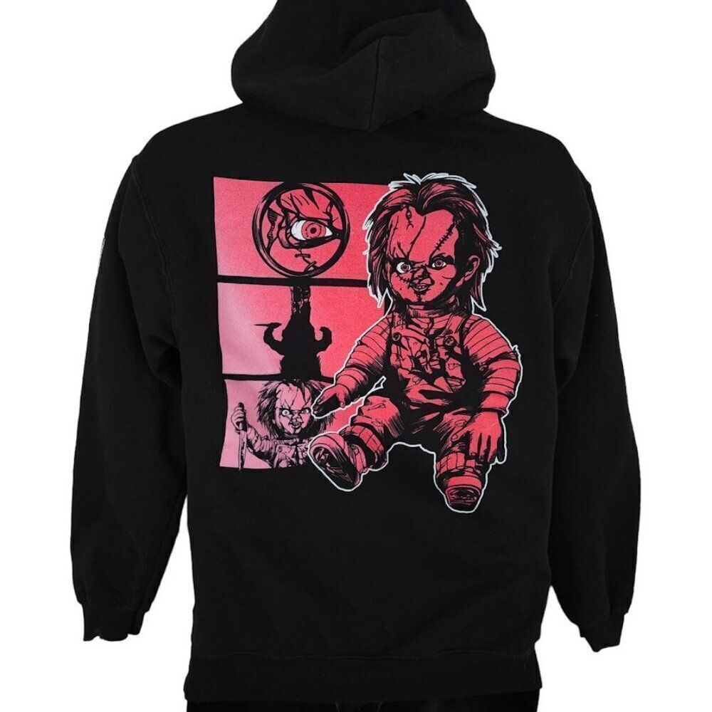 Chucky Childs Play Sweatshirt Hoodie Mens Size Small Black Lets Be Friends - Picture 4 of 8